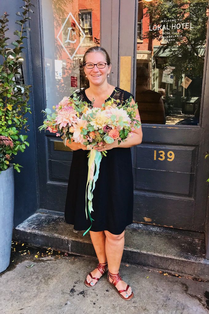 Delivering the bridal bouquet to Lokal Hotel in Philadelphia | Powel House Wedding | Philadelphia | Flowers and photo by Love 'n Fresh Flowers