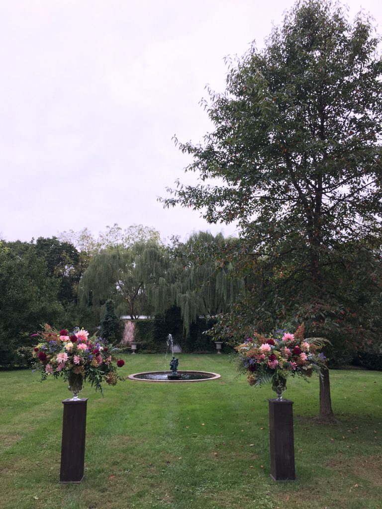 The Highlands Mansion and Gardens | Philadelphia Wedding | Liz and David | Large Urns for the Ceremony in the Garden | Flowers by Love 'n Fresh Flowers