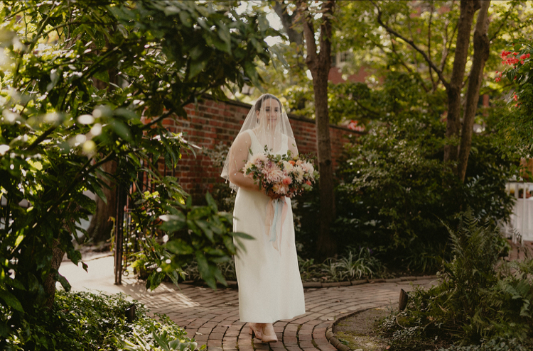 Hill-Physick House Wedding Ceremony| Bride Walking Down the Garden Aisle | Philadelphia | Flowers by Love 'n Fresh Flowers | Photo by Chellise Michael Photography