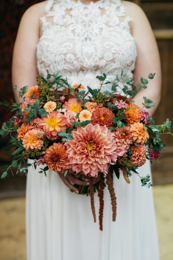 A bridal bouquet with a sustainable story -- all locally and organically grown flowers! | Material Culture Colorful Wedding | Philadelphia | Sustainable Wedding Flowers by Love 'n Fresh Flowers | Photo by Peach Plum Pear Photography