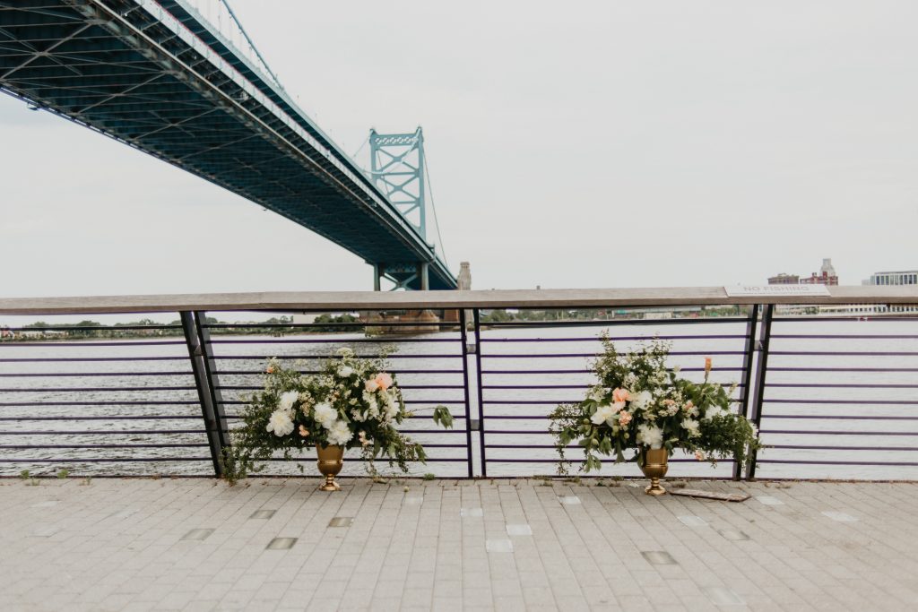 Race Street Pier Wedding Ceremony | Katie + Santo | Flowers by Love 'n Fresh Flowers | Photo by Rhythm + Bloom 