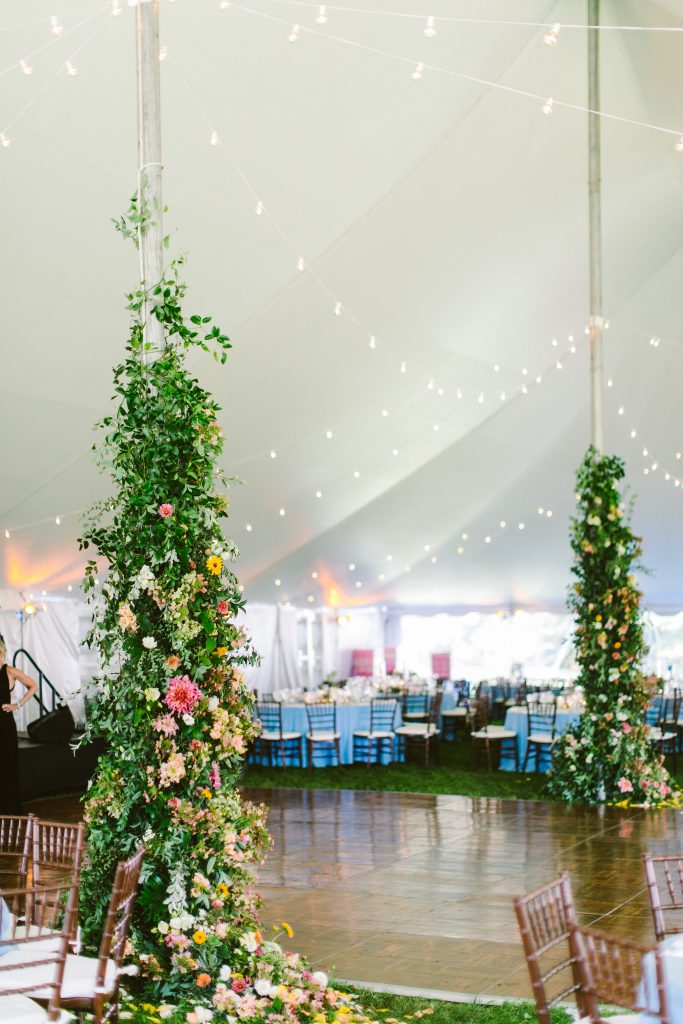 Inn at Barley Sheaf Wedding | New Hope PA| Tented Wedding with Flowers on Poles | Flowers by Love 'n Fresh Flowers | Photo by Redfield Photography
