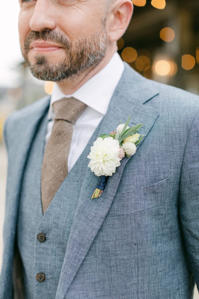 Groom's Boutonniere for Intimate Wedding at Terrain at Styers | Photo by Grace and Ardor | Flowers by Love 'n Fresh Flowers