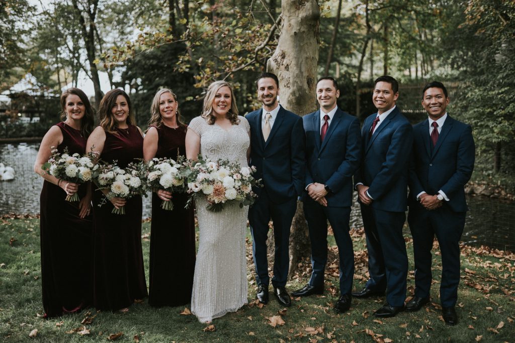 Bridal Party at Autumn Wedding at Pomme Radnor near Philadelphia | Becky & George | Flowers by Love 'n Fresh Flowers | Photo by Dearly Beloved Weddings