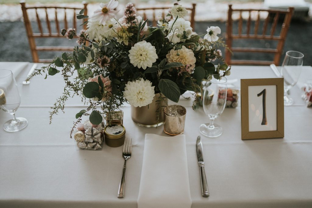 Centerpiece for Autumn Wedding at Pomme Radnor near Philadelphia | Becky & George | Flowers by Love 'n Fresh Flowers | Photo by Dearly Beloved Weddings